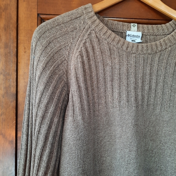 Columbia 100% cotton tan ribbed knit sweater - Picture 4 of 10